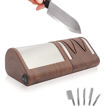 Электрическая точилка для ножей FISHTEC, металл и керамика, из дерева 