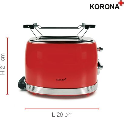 Ретро тостер с насадкой для булочек 849 Вт, красный ‎21668 Korona