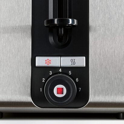 Тостер Bosch TAT7S45 с 4 слотами, с автоматическим отключением питания, с функцией размораживания, идеально подходит для 4 ломтиков тоста, широкий, подемнй, 1800 Вт, нержавеющая сталь / серй одиночнй