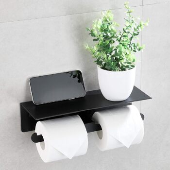 Держатель для туалетной бумаги с полочкой, черный Wopeite