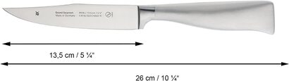 Набор ножей для стейка для гурманов WMF, состоящий из 4 предметов, изготовлен в Германии, 4 кованх ножа, качественная огранка, лезвие из специальной стали, лезвие 13,5 см без гравировки, одиночное