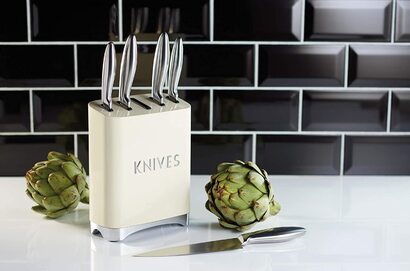 Набор KitchenCraft Lovello Collection 5 ножей из нержавеющей стали, с подставкой ванильного цвета