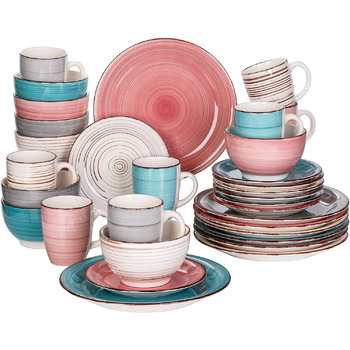 Набор разноцветной посуды из керамики на 8 персон, 32 предмета Bella Vancasso