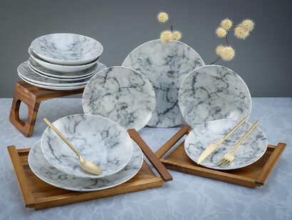 Набор столовой посуды на 4 человека 12 предметов Home Series Marble CreaTable
