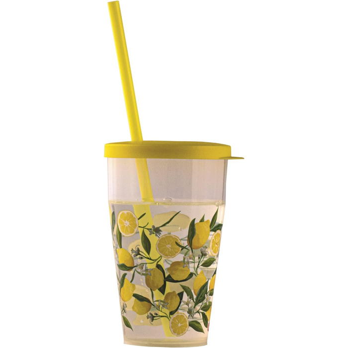 Набор стаканов с соломинкой 4 предмета 0,5 л, желтые Snips
