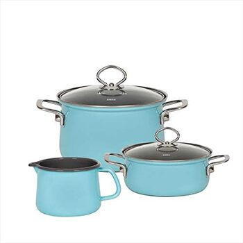 Набор кухонной посуды 3 предмета, эмаль, голубой Riess 0520-037