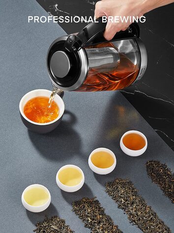 Лектрический чайник с 9 температурнми режимами, лектрический чайник со семной заваркой, 2200 Вт, 1,7 л, сохраняет тепло в течение 2 часов, Автоматическое отключение, нергосберегающий серебрянй