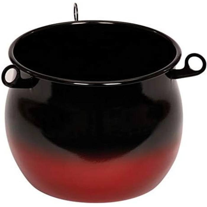 Чан для приготовления на костре 10 л 26 см, эмалированный, красно-черный Riess Classic 0805-020