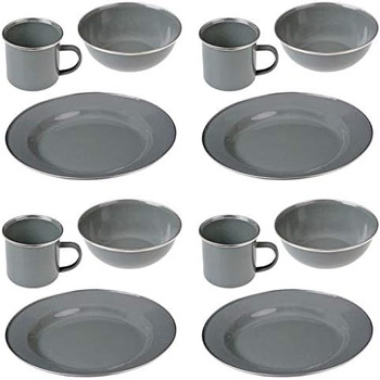 Набор посуды для походов на 4 человека, 12 предметов, эмалированное покрытие GRÄWE