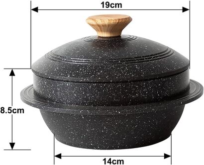 Корейская каменная миска для горячего супа на 2,3 л, черная Bobikuke