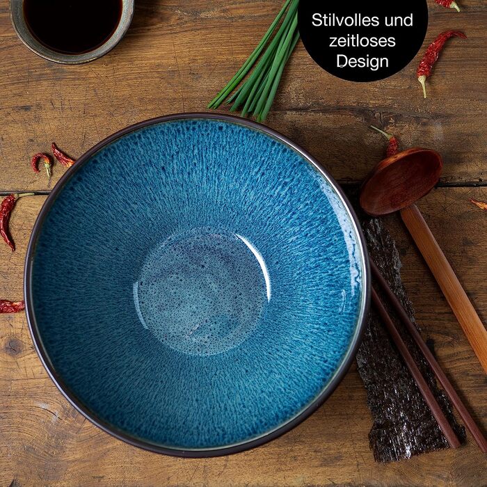 Набор керамических тарелок для рамена 500 мл, 2 предмета, синий Moritz & Moritz Solid