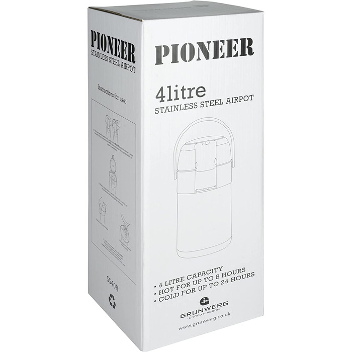 Термос-кофейник Pioneer Flasks SS40R из нержавеющей стали, 4 л