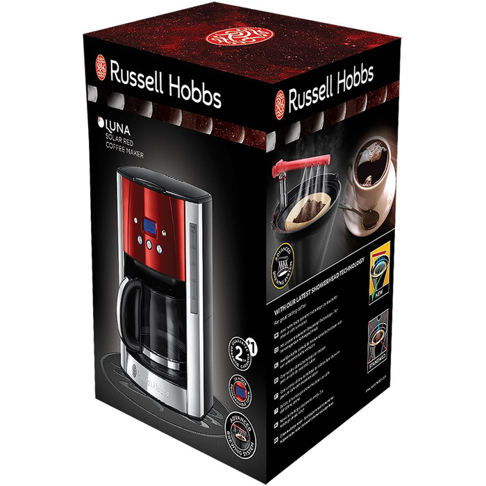 Цифровая кофемашина на 12 чашек, кувшин 1,5 л, 1000 Вт и тостер  с 6-ю уровнями поджаривания 1670 Вт Russell Hobbs Luna Colours+ 