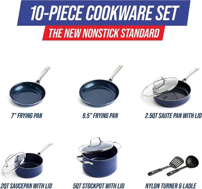Набор кухонной посуды 10 предметов Pan Blue Diamond