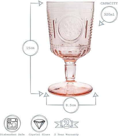 Набор розовых бокалов 320 мл, 8 предметов Bormioli Rocco