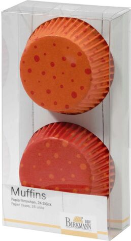 Набор форм для выпечки маффинов, 24 шт, 7 см, красный/оранжевый, Happy Birthday RBV Birkmann