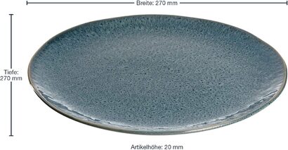 Набор керамических тарелок Леонардо Матера 6 шт. , кухонне тарелки, пригодне для мтья в посудомоечной машине, тарелки с глазурью, 6 круглх фаянсовх тарелок диаметром 27 см, синего цвета, 018547