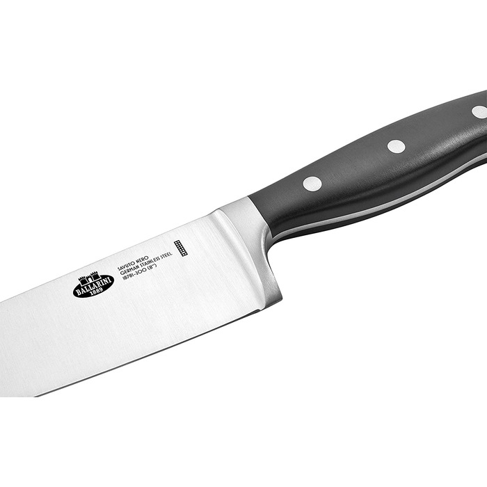 Набор STAUB Ballarini 18790 Savuto Nero 4 ножа из нержавеющей стали + ножницы + точилка для ножей, с подставкой