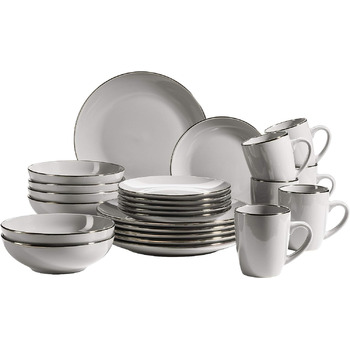 Набор столовой посуды на 6 человек 24 предмета Metallic Rim Series MÄSER