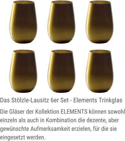 Набор стаканов 6 шт. 465 мл, золотой Elements Stölzle Lausitz