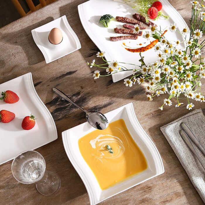 Набор из 24 фарфоровых суповых тарелок кремового цвета  Flora Series MALACASA