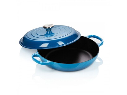 Сковорода-жаровня чугунная с крышкой 30 см, синяя Marseille Le Creuset