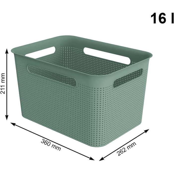 Набор ящиков для хранения 16 л с крышкой 2 предмета, 6,5 x 26,5 x 26,0 см, пластик  зеленый Rotho