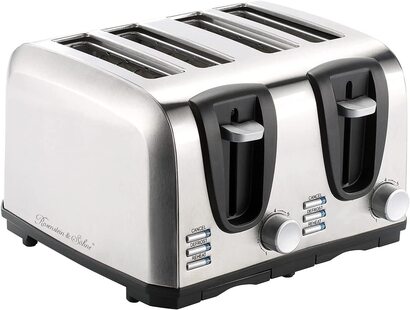 Тостер из нержавеющей стали Rosenstein & Sons тостер из нержавеющей стали на 4 ломтика, 1300 Вт (тостер для хлеба)