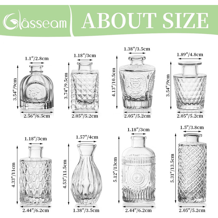 Набор ваз для цветов 8 предметов Glasseam