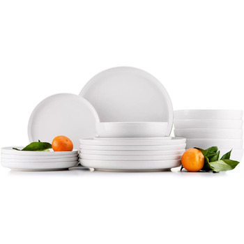 Консимо. Комбинированнй набор посуд для 6 человек - Современнй набор тарелок VICTO из 18 предметов - Сервировка столовх - Услуги и набор посуд - Комбинированнй набор посуд для 6 человек - Набор услуг для всей семьи - Посуда Белая - Столовая посуда из 18 п