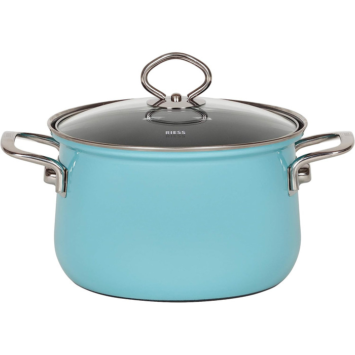 Набор кухонной посуды 5 предметов, эмалированный, кристальный синий Novelle Blue 0546-37 Riess