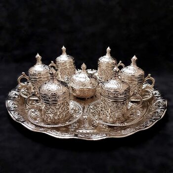 Оттоманка, турецкое серебряное латунное блюдце для чая и кофе, поднос для чашек, набор для продажи в Великобритании