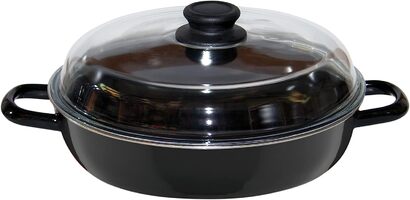 Блюдо для запекания с крышкой 28 см, эмаль, черная Riess 0058-022