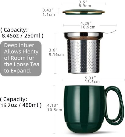 Чашка для чая с ситечком и крышкой 480 мл ZENS