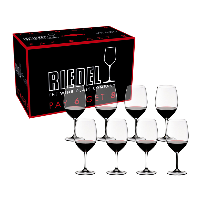 Набор бокалов Bordeaux 610 мл, 6 шт + 2 в подарок, хрусталь, Vinum, Riedel