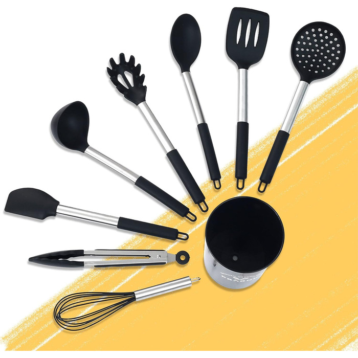 Набор кухонных принадлежностей 8 предметов, черный Praknu
