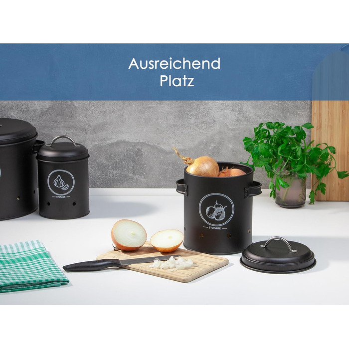 Набор контейнеров для хранения с овощечисткой 4 предмета, черный Hanseküche