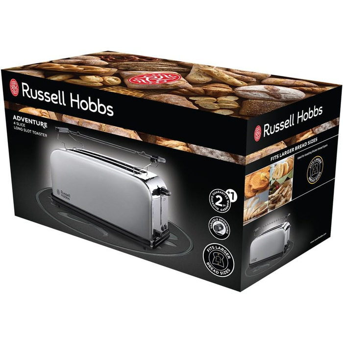 Тостер на 2 ломтика, 6 регулируемых уровней поджаривания, 1600 Вт Russell Hobbs Adventure 