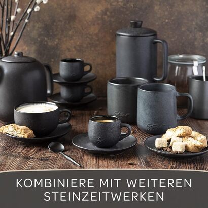 Набор чашек для кофе с блюдцами, 80 мл, 6 предметов, чёрные Steinzeit