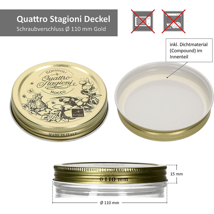 Набор банок для хранения 3,8 л, 6 предметов Quattro Stagioni Bormioli Rocco