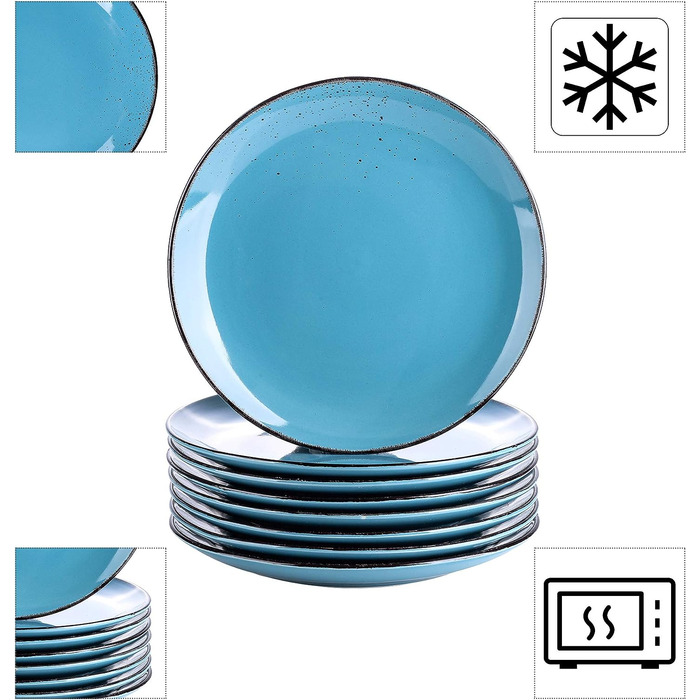 Набор обеденных тарелок 8 предметов, светло-синий Vancasso