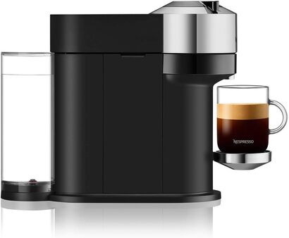 Эспрессо-машина капсульная, черная + вспениватель для молока Nespresso De'Longhi