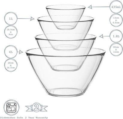 Набор стеклянных кухонных чаш 4 предмета Bormioli Rocco