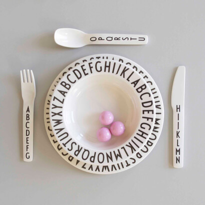 Глубокая тарелка 20 см черная/белая Melamin Teller Design Letters