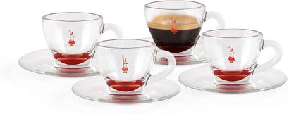 Набор чашек для кофе 8 предметов Vetro Rosso Bialetti