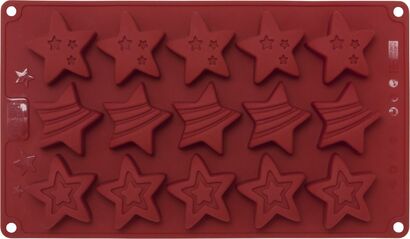 Форма для выпечки в виде звездочек маленькая, красная, 17 x 29,5 x 2,5 см, RBV Birkmann