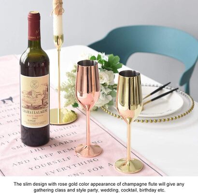 Набор бокалов для шампанского 220 мл, 2 предмета, розовый Baffect