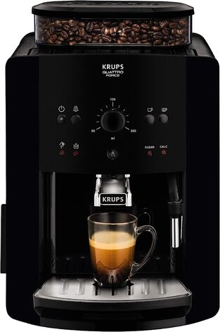 Кофемашина на 2 чашки 1450 Вт, с кофемолкой, черная Arabica Picto Quattro Force EA8110 Krups