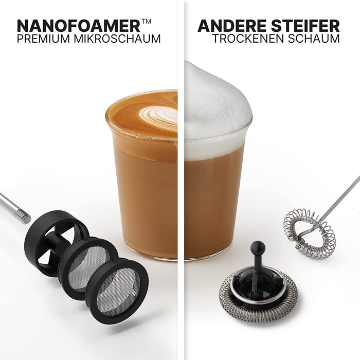 Ручной электрический вспениватель молока Subminimal NanoFoamer / USB-C / нержавеющая сталь / черный